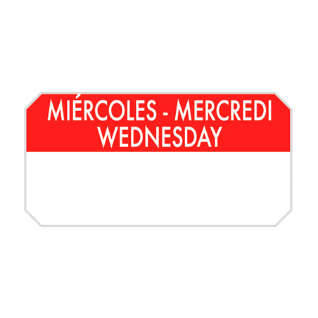 Image 1000 U. ÉTIQUETTES ADHESIVES "MERCREDI"  5x2,5 CM ROUGE ADHESIF (1 UNITÉ) #1