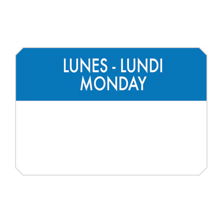 Image 500 U. ÉTIQUETTES ADHESIVES "LUNDI"  7,5x5 CM BLEU ADHESIF (1 UNITÉ) #1