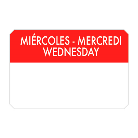 Image 500 U. ÉTIQUETTES ADHESIVES "MERCREDI"  7,5x5 CM ROUGE ADHESIF (1 UNITÉ) #1