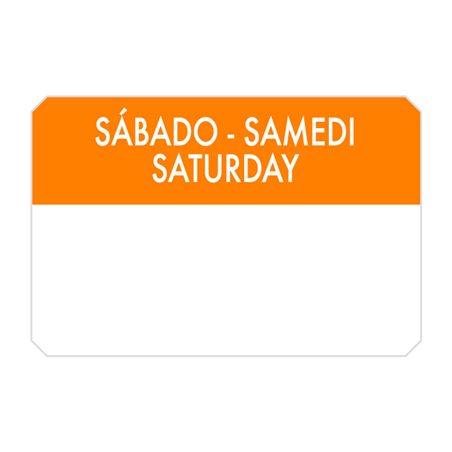 Image 500 U. ÉTIQUETTES ADHESIVES "SAMEDI"  7,5x5 CM ORANGE ADHESIF (1 UNITÉ) #1