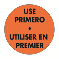 Image 1000 U. ÉTIQUETTES ADHÉSIVES "UTILISER EN PREMIER"  Ø 5 CM ORANGE ADHESIF (1 UNITÉ) #1