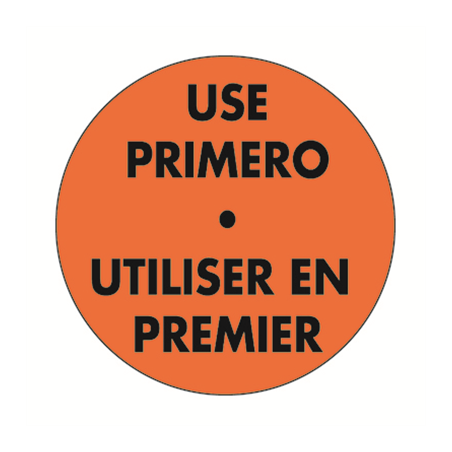 Image 1000 U. ÉTIQUETTES ADHÉSIVES "UTILISER EN PREMIER"  Ø 5 CM ORANGE ADHESIF (1 UNITÉ) #1