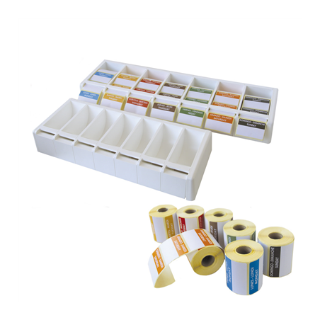DISTRIBUTEUR POUR ÉTIQUETTES 7,5x5 CM  68,75x20x7,6 CM BLANC ABS (1 UNITÉ)