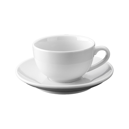Image TASSES CAFÉ AU LAIT + COUPELLE 250 ML Ø8,5x7 CM BLANC PORCELAINE (24 UNITÉ) #1