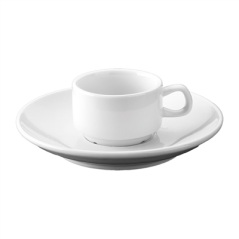 Image TASSES CAFÉ + SOUCOUPES 100 ML Ø6,8x4,2 cm BLANC PORCELAINE (12 UNITÉ) #1