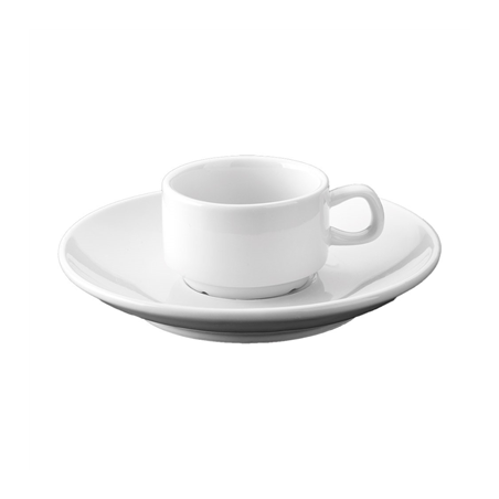 Image TASSES CAFÉ + SOUCOUPES 100 ML Ø6,8x4,2 cm BLANC PORCELAINE (12 UNITÉ) #1