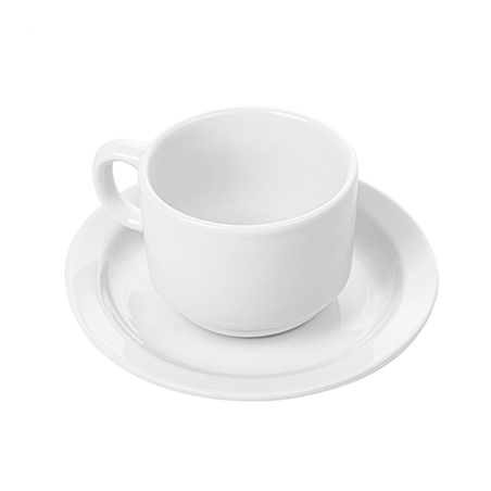 Image TASSES CAFÉ + SOUCOUPES 250 ML Ø8,8x6,5 CM BLANC PORCELAINE (12 UNITÉ) #1