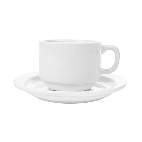 TASSES CAFÉ + SOUCOUPES 250 ML Ø8,8x6,5 CM BLANC PORCELAINE (12 UNITÉ)