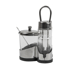 SET À CONDIMENTS 3 PIÈCES  8,5x7,7x13 CM TRANSPARENT VERRE (1 UNITÉ)