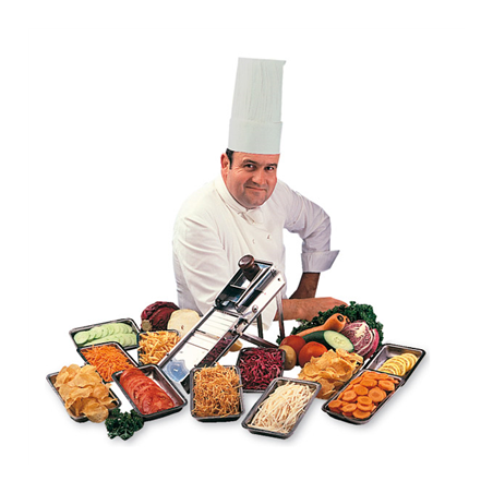 MANDOLINE AVEC CHARIOT  39,5x12x19 CM ARGENTE INOX (1 UNITÉ)