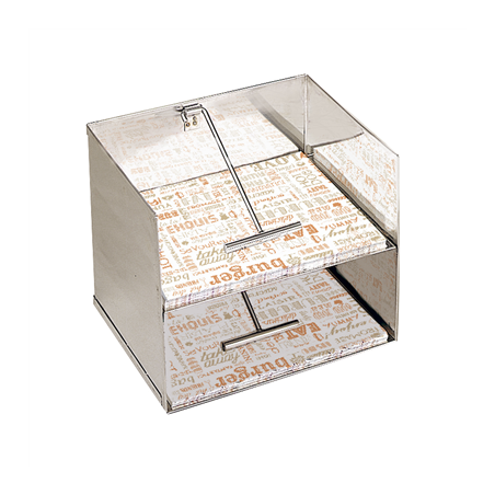 Image DISTRIBUTEUR EMBALLAGES 2 ÉTAGES  37x30x29 CM ARGENTE INOX (1 UNITÉ) #1