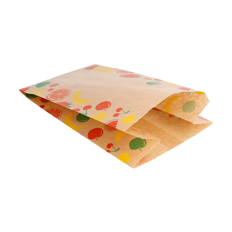 SACHETS PLATS POUR FRUITS 1/2 KG 32 G/M2 14+9x22 CM NATUREL KRAFT (500 UNITÉ)