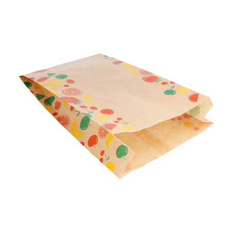 SACHETS PLATS POUR FRUITS 1,5 KG 32 G/M2 19+8x30 CM NATUREL KRAFT (250 UNITÉ)