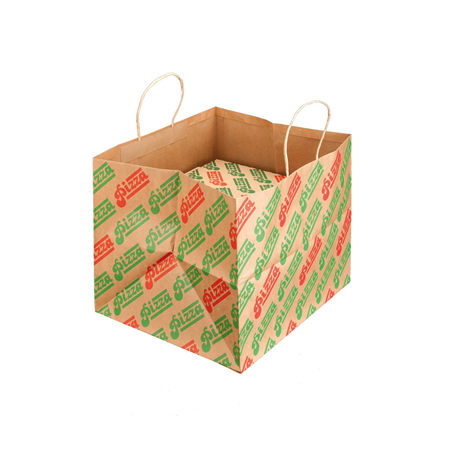 Image SACS SOS POUR BOÎTES PIZZA 'PIZZA'  37+33x32 CM NATUREL KRAFT (100 UNITÉ) #1