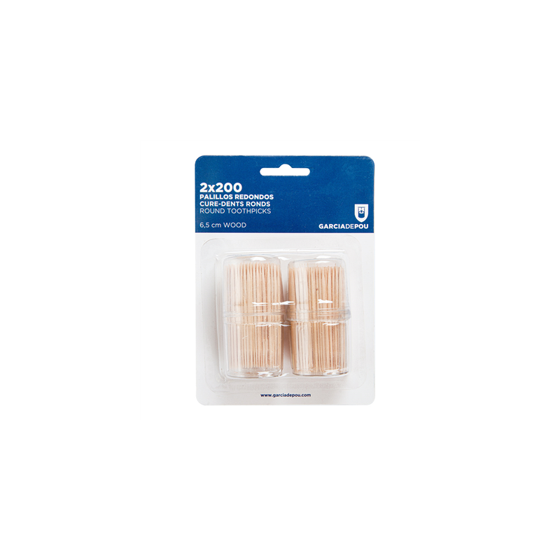 2x200 U. CURE-DENTS RONDS  6,5 (h) CM NATUREL BOIS (1 UNITÉ)