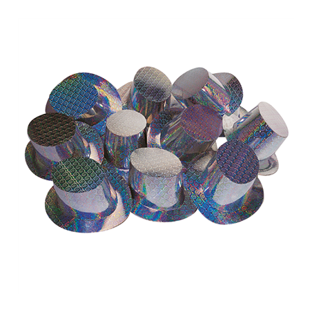 Image HAUTS DE FORME  28,5x15,5 CM ARGENTE CARTON (12 UNITÉ) #1