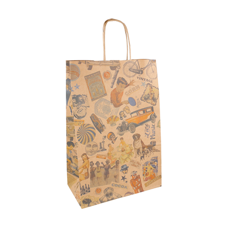 Image SACS SOS AVEC ANSES 'VINTAGE' 80 G/M2 20+10x29 CM NATUREL KRAFT (250 UNITÉ) #1