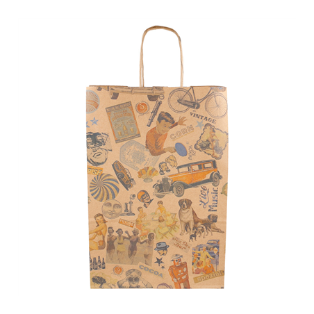 SACS SOS AVEC ANSES 'VINTAGE' 80 G/M2 20+10x29 CM NATUREL KRAFT (250 UNITÉ)