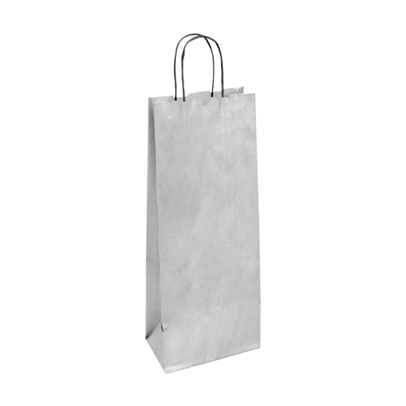 Image SACS SOS AVEC ANSES 1 BOUTEILLE  100 G/M2 14+8x40 CM ARGENTE KRAFT (250 UNITÉ) #1