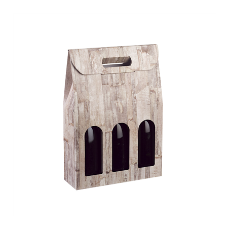 Image BOÎTES 3 BOUTEILLES  27x9x38,5 CM BOIS CARTON (30 UNITÉ) #1