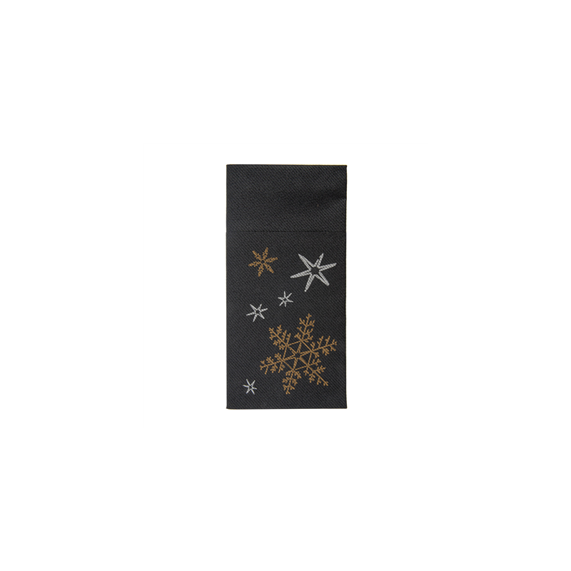 SERVIETTES KANGOUROU 'CHRISTMAS NIGHT' 55 G/M2 40x40 CM NOIR AIRLAID (700 UNITÉ)