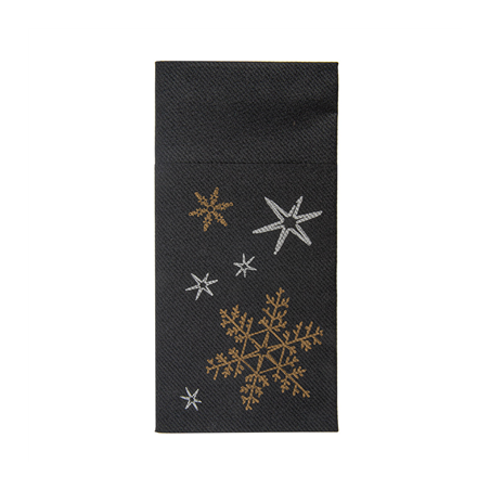 Image SERVIETTES KANGOUROU 'CHRISTMAS NIGHT' 55 G/M2 40x40 CM NOIR AIRLAID (700 UNITÉ) #1