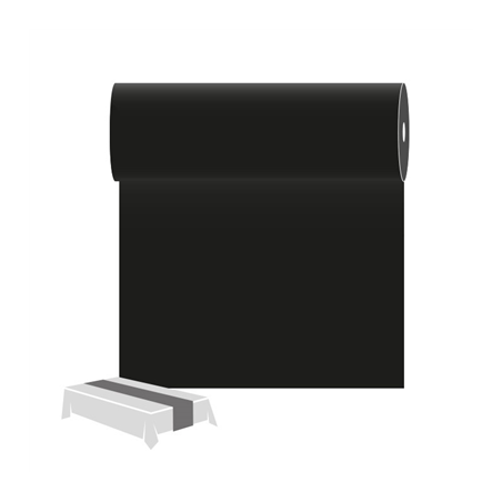 Image CHEMINS DE TABLE  55 G/M2 0,30x12 M NOIR AIRLAID (6 UNITÉ) #1