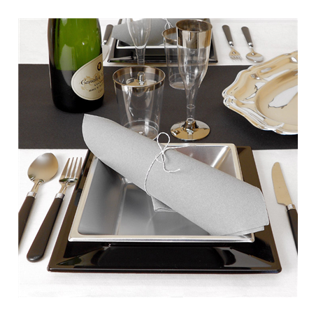 CHEMINS DE TABLE  55 G/M2 0,30x12 M NOIR AIRLAID (6 UNITÉ)