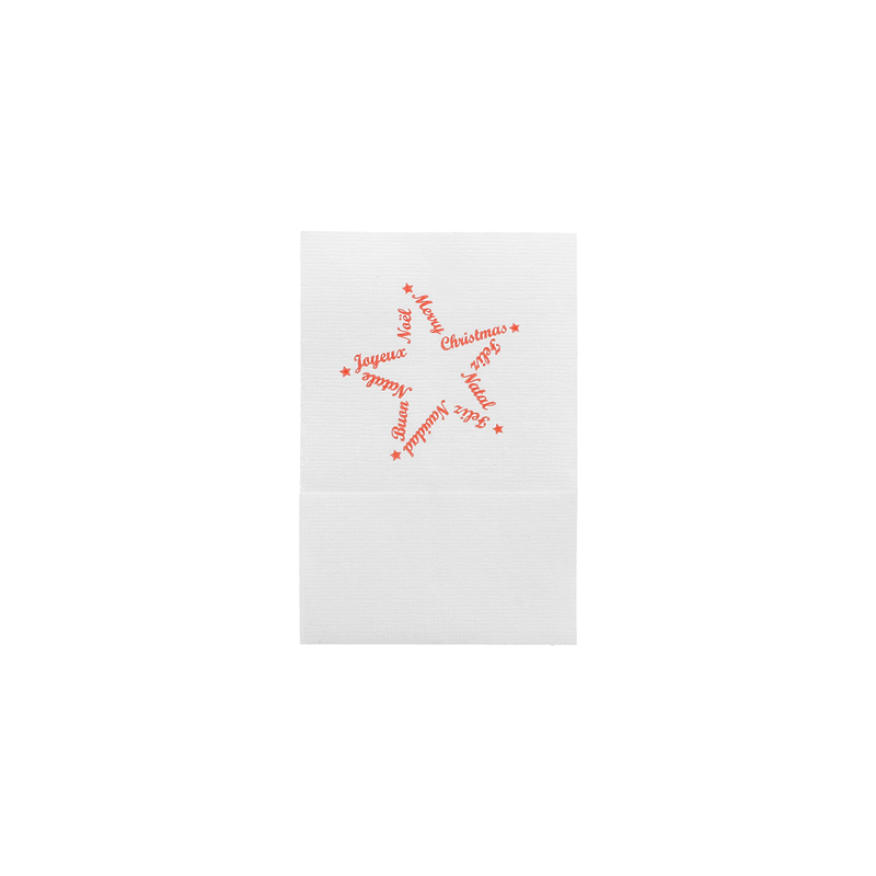SERVIETTES MINI "CHRISTMAS" 1 PLI  20 G/M2 17x17 CM BLANC CELLULOSE (9600 UNITÉ)