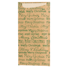 Image SACHETS COUVERTS+SERV.RÉCYC.2P 'MERRY CHRISTMAS' 80 + 10 PE G/M2 11,2x22,5 CM MARRON CELLULOSE (250 UNITÉ) #1