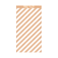 Image SACHETS PLATS RAYURES  60 G/M2 19+8x35 CM NATUREL KRAFT VERGÉ (250 UNITÉ) #1