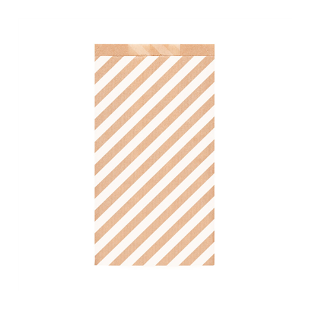Image SACHETS PLATS RAYURES  60 G/M2 19+8x35 CM NATUREL KRAFT VERGÉ (250 UNITÉ) #1