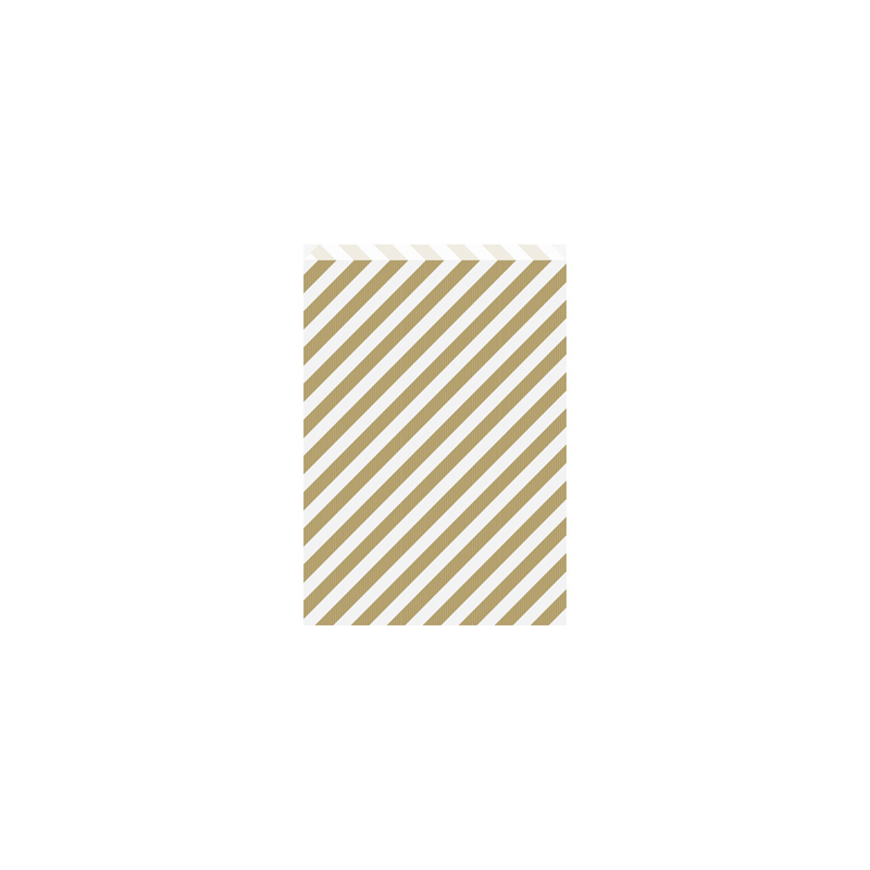 SACHETS PLATS RAYURES  60 G/M2 26+9x38 CM OR CELLULOSE (250 UNITÉ)