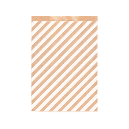 Image SACHETS PLATS RAYURES  60 G/M2 26+9x38 CM NATUREL KRAFT VERGÉ (250 UNITÉ) #1