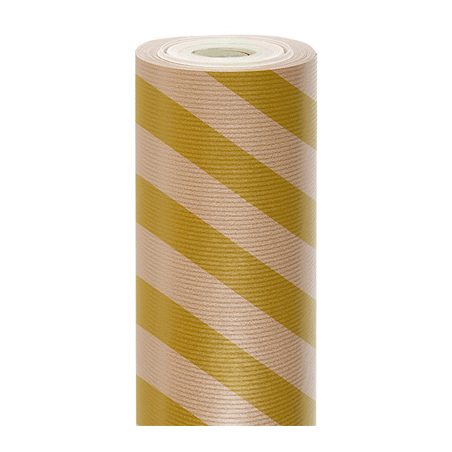 Image PAPIER CADEAU 50 M RAYURES  60 G/M2 70 CM OR KRAFT VERGÉ (1 UNITÉ) #1