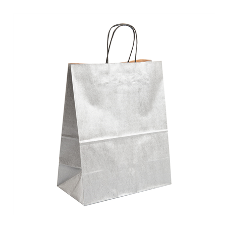 Image SACS SOS COULEUR UNIQUE  80 G/M2 20+10x29 CM ARGENTE KRAFT (250 UNITÉ) #1