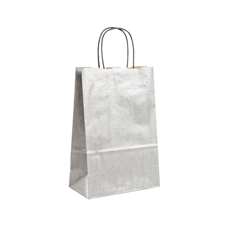 Image SACS SOS AVEC ANSES  80 G/M2 26+14x32 CM ARGENTE KRAFT (250 UNITÉ) #1