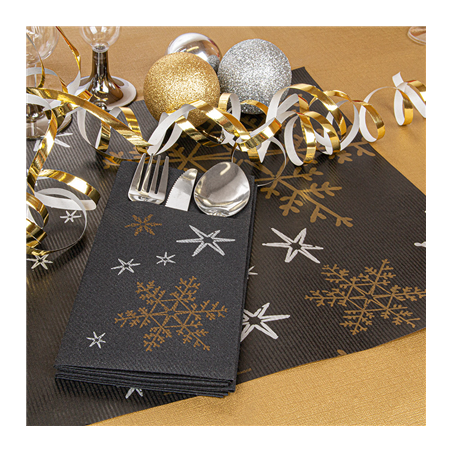 SETS DE TABLE KRAFT 'CHRISTMAS NIGHT' 60 G/M2 31x43 CM NOIR CELLULOSE (2000 UNITÉ)
