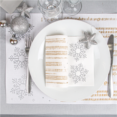 Image SERVIETTES "DOUBLE POINT" 'SNOW' 18 G/M2 33x33 CM BLANC OUATE (1200 UNITÉ) #4