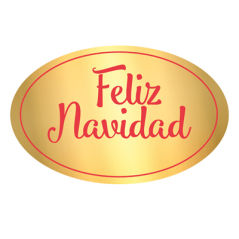 Image 1000 U. ETIQUETTE "FELIZ NAVIDAD"  5,5x3,5 CM DORE ADHESIF (1 UNITÉ) #1