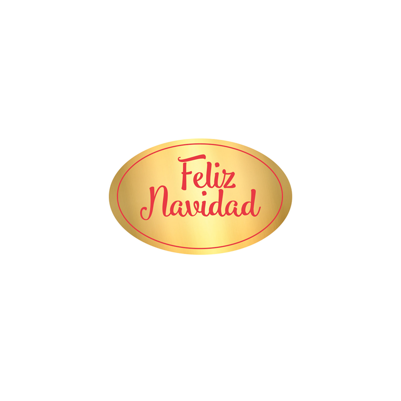 1000 U. ETIQUETTE "FELIZ NAVIDAD"  5,5x3,5 CM DORE ADHESIF (1 UNITÉ)