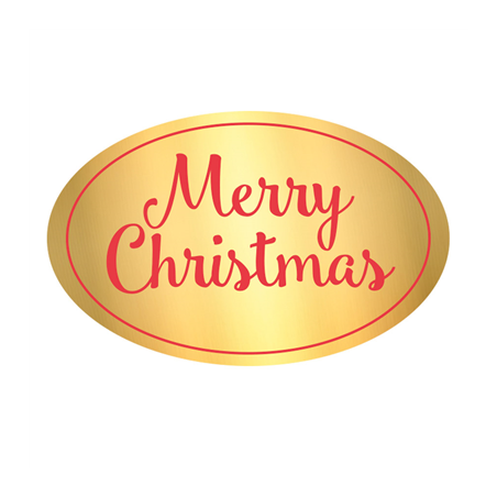 Image 1000 U. ETIQUETTE "MERRY CHRISTMAS"  5,5x3,5 CM DORE ADHESIF (1 UNITÉ) #1