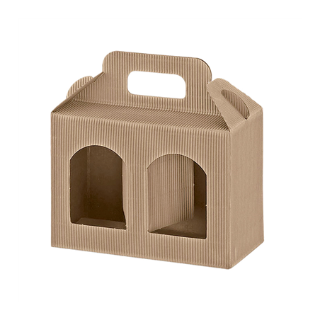 Image 100 U. BOÎTES PORTE 2 POTS  17x8x12 CM NATUREL KRAFT (1 UNITÉ) #1