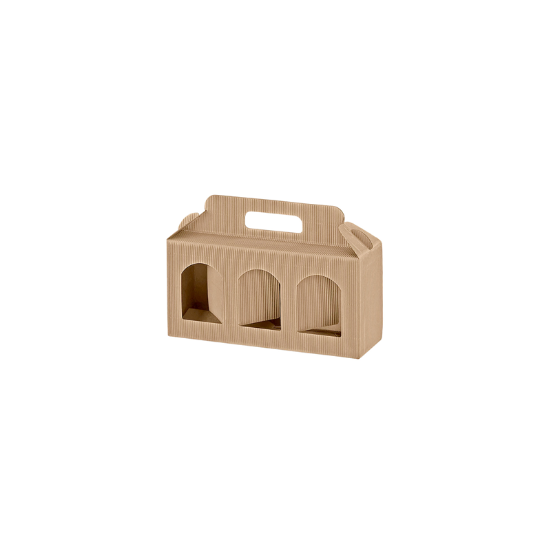 100 U. CARTONS PORTE 3 POTS  25x8x12 CM NATUREL KRAFT (1 UNITÉ)