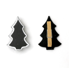 Image 6 U. MINI ARDOISES FORME SAPIN  6x4 CM NOIR (1 UNITÉ) #1