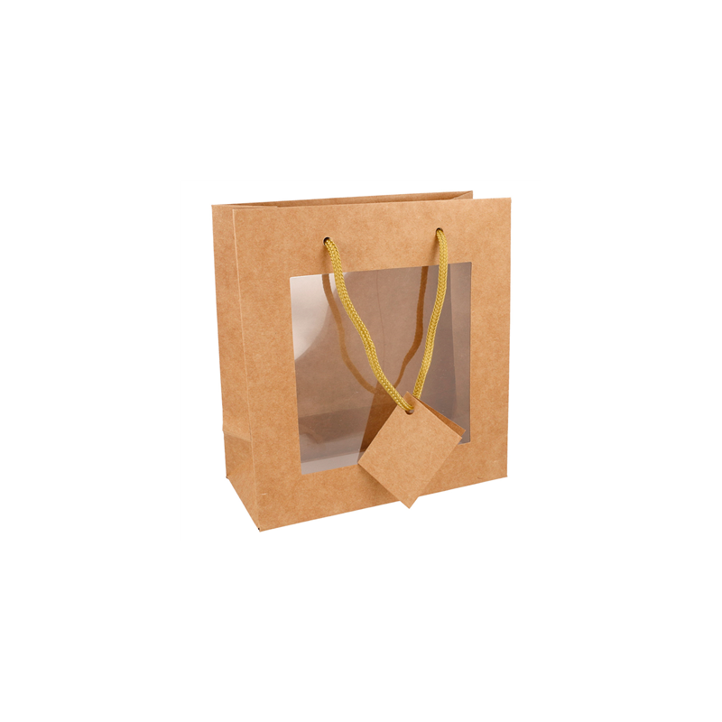 10 U. SACS AVEC FENÊTRE  18+8x19 CM NATUREL KRAFT (10 UNITÉ)