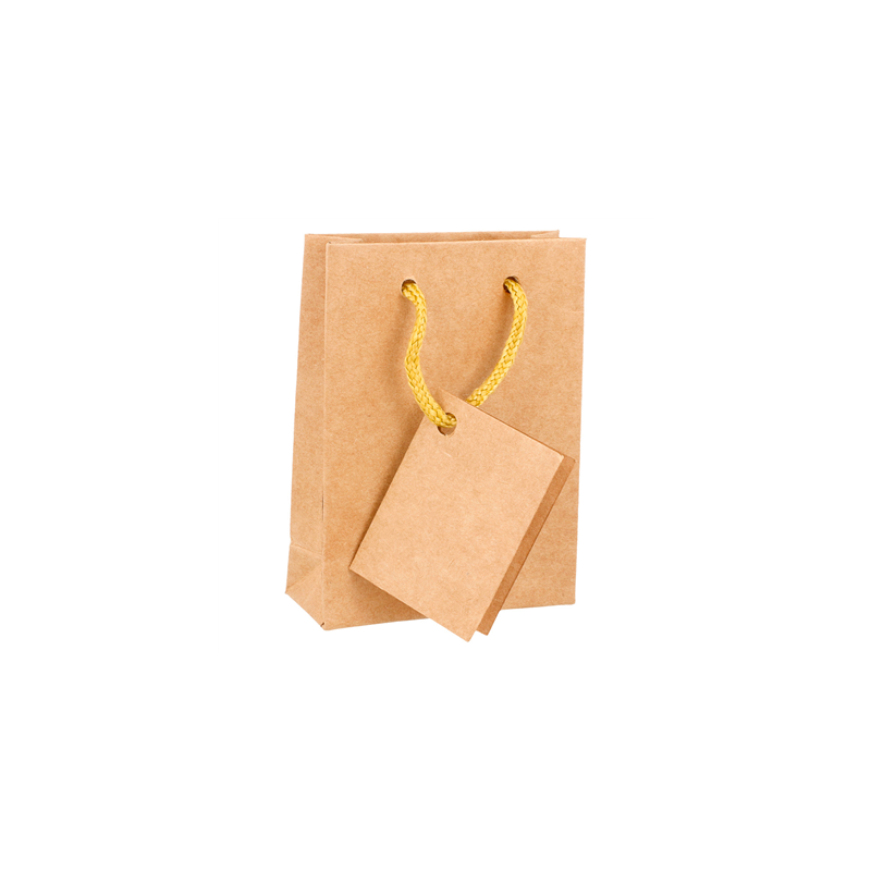 10 U. SACS BOUTIQUE ANSES CORDON  175 G/M2 8,3+3,3x10,8 CM NATUREL KRAFT (1 UNITÉ)