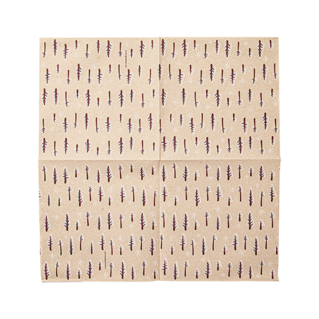 SERVIETTES "DOUBLE POINT" ECOLABEL 'FOREST' 18 G/M2 40x40 CM NATUREL OUATE RECYCLÉE (1200 UNITÉ)