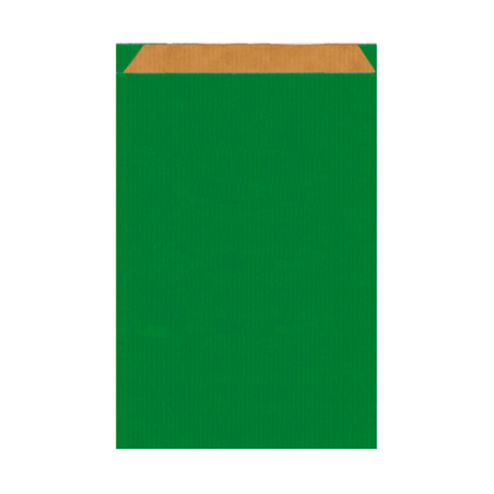 Image SACHETS PLATS  60 G/M2 26+9x38 CM VERT KRAFT VERGÉ (250 UNITÉ) #1