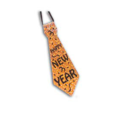 Image CRAVATE "HOLOGRAPHIQUE"  51 CM DORE CARTON (12 UNITÉ) #1